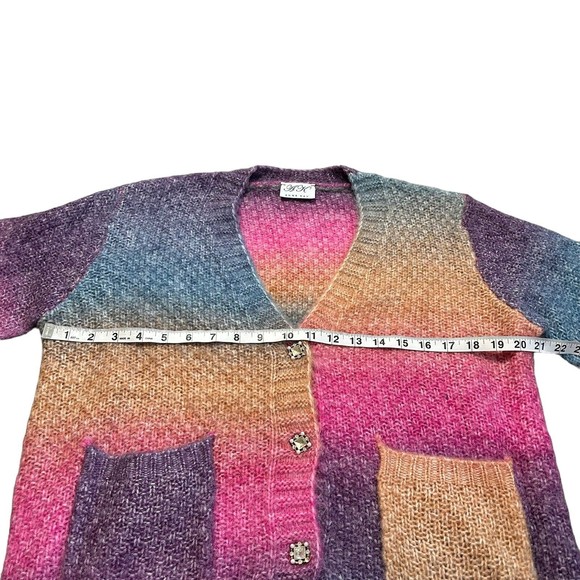 Anna Kay Cardigan Multicolor Ombre Embellished Buttons Wool Blend Size 2 - Picture 6 of 11